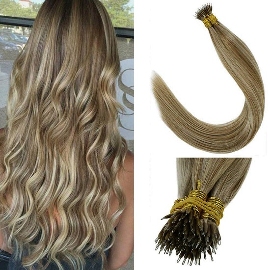 Blonde Wavy 7 Set ASH Brown Balayage Seamless Clip in Extensions